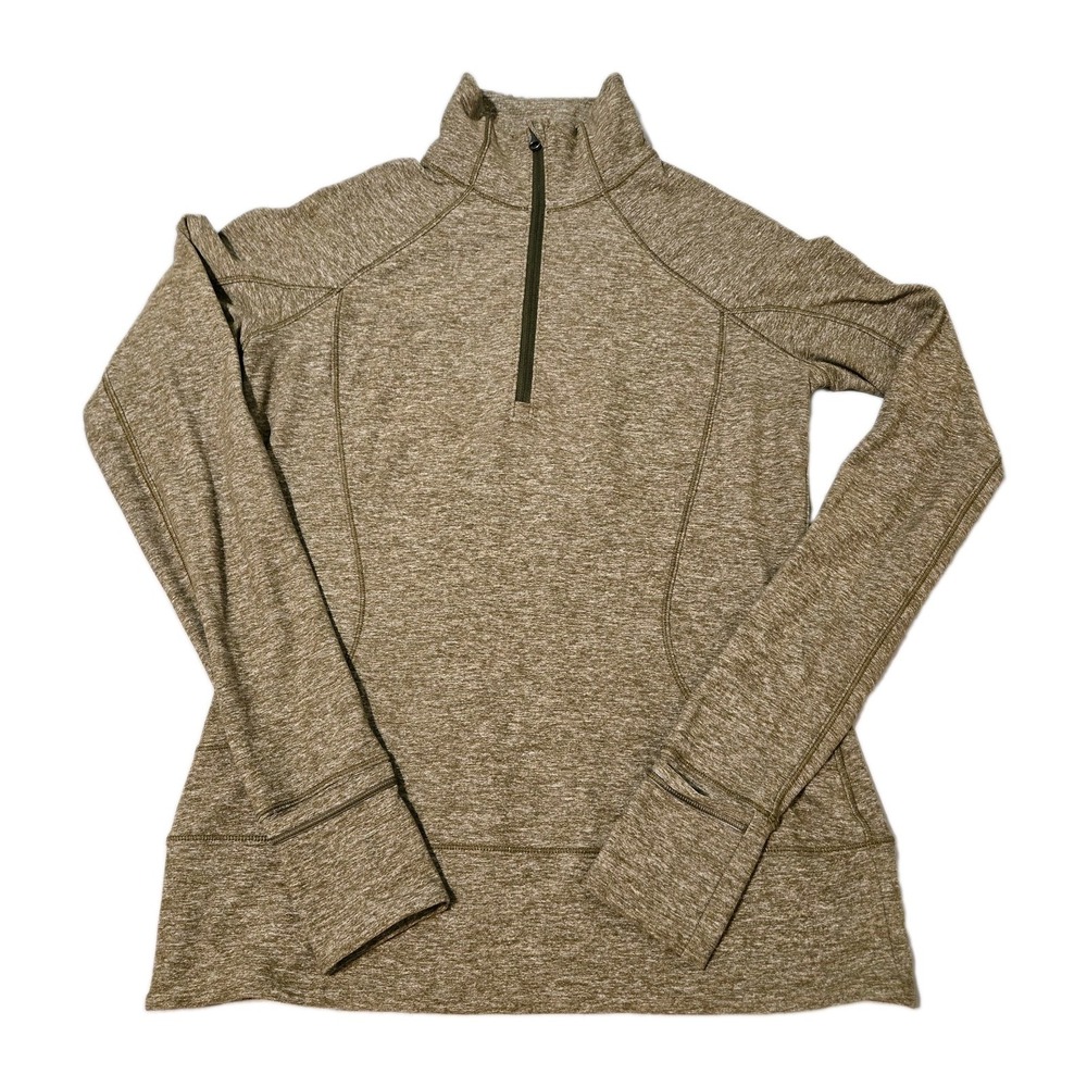 Lululemon Rush Hour 1/4 Zip Pullover Heather Military Green Thumbholes Size 6